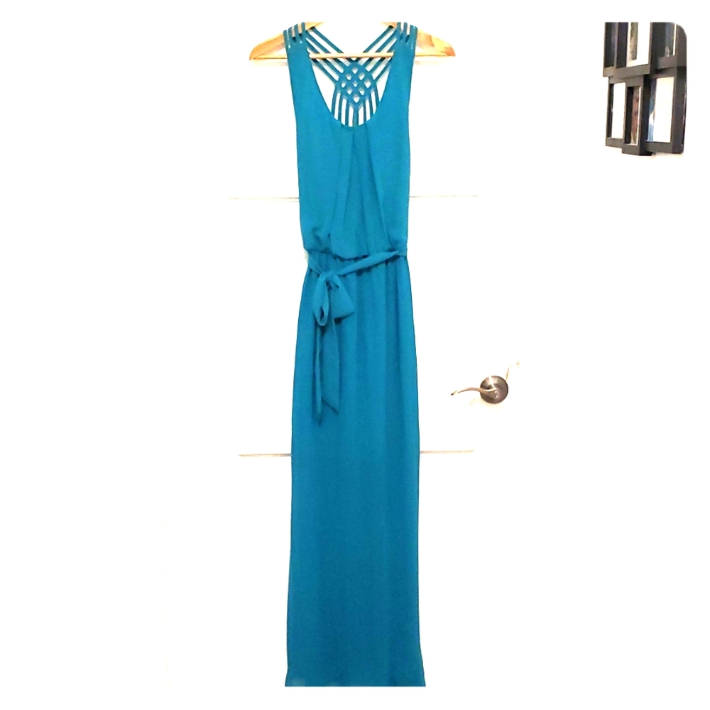Teal cross back dress